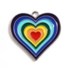 Picture of Zinc Based Alloy Valentine's Day Charms Heart Silver Tone Multicolor Enamel 29mm x 28mm, 5 PCs