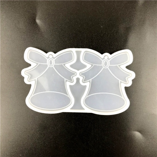 Picture of Silicone Resin Mold For Jewelry Making Earring Pendant Christmas Jingle Bell White 8.9cm x 5.2cm, 1 Piece