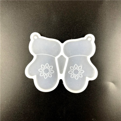 Bild von Silikon Gießform Für Schmuckherstellung Ohrring Anhänger Weihnachten Handschuhe Weiß 6.4cm x 5.5cm, 1 Stück