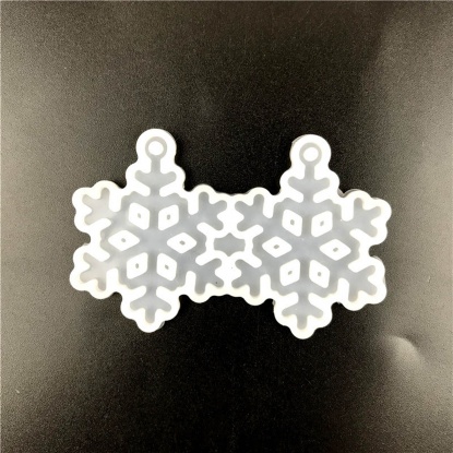 Bild von Silikon Gießform Für Schmuckherstellung Ohrring Anhänger Weihnachten Schneeflocke Weiß 7.7cm x 5cm, 1 Stück