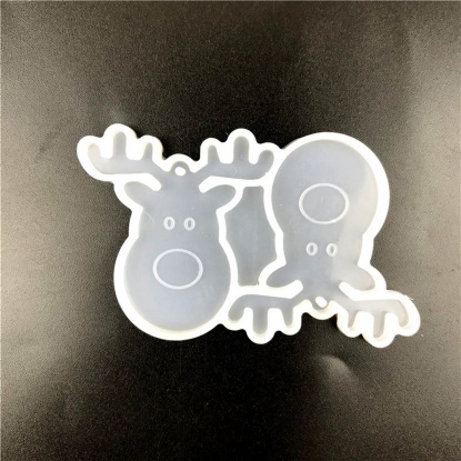 Bild von Silikon Gießform Für Schmuckherstellung Ohrring Anhänger Weihnachten Rentier Weiß 8cm x 5.1cm, 1 Stück
