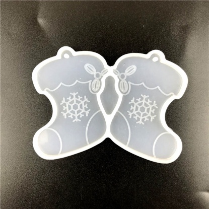 Bild von Silikon Gießform Für Schmuckherstellung Ohrring Anhänger Weihnachten Stiefel Weiß 7.3cm x 5.5cm, 1 Stück