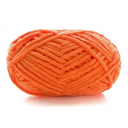 Image de Fil à Tricoter Super Doux en Polyester Orange 3.5mm, 1 Rouleau （Env. 60 M/Rouleau)
