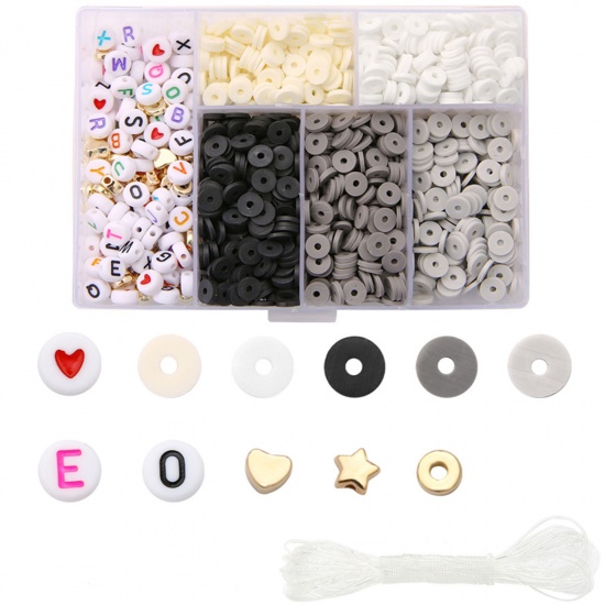 Bild von Polymer Ton DIY handgemachtes Handwerkszubehör Grau 7mm x 6mm, 6mm D., 1 Box