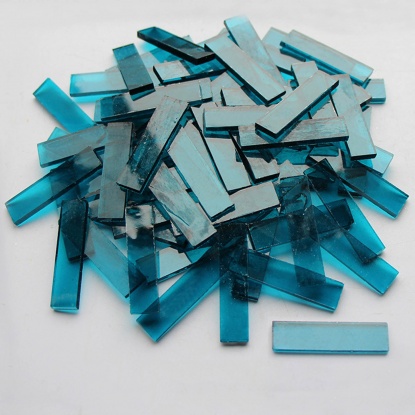 Bild von Glass Ornaments Decorations Ink Blue Rectangle Transparent 4cm x 1cm, 1 Packet ( 70PCs/Packet)