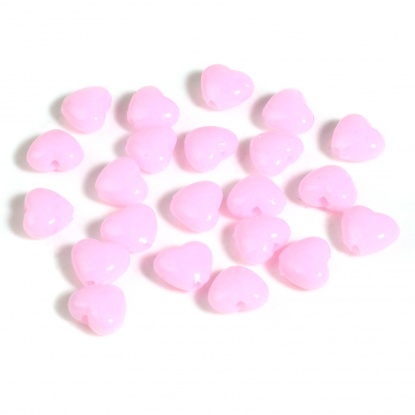 アクリル バレンタインデー ビーズ ハート 薄ピンク 約 9mm x 8mm、 穴：約 1.8mm、 1000 個 の画像