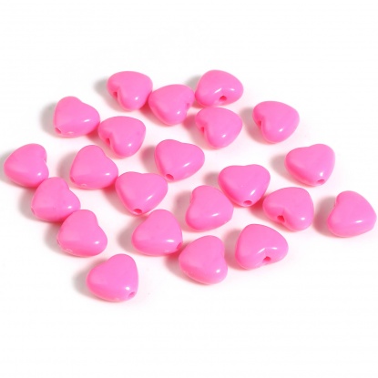 アクリル バレンタインデー ビーズ ハート 薄ピンク 約 9mm x 8mm、 穴：約 1.8mm、 1000 個 の画像
