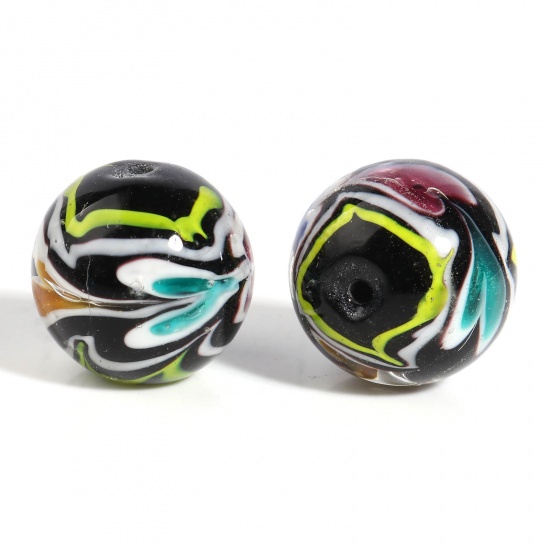 Bild von Muranoglas Perlen Rund Bunt Herz ca 20mm D., Loch:ca. 2.1mm, 1 Stück