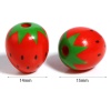 Picture of Wood Spacer Beads Strawberry Fruit Red & Green About 23mm x 20mm, Hole: Approx 4.5mm, 10 PCs