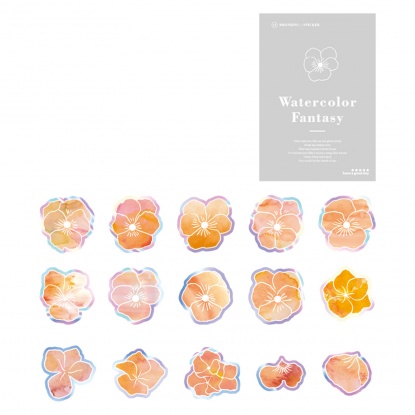 紙 DIY デコスクラップブックシール オレンジ色 花 4.5cm x 4.5cm、 1 パック の画像