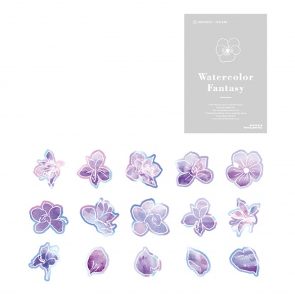 紙 DIY デコスクラップブックシール 紫 花 4.5cm x 4.5cm、 1 パック の画像