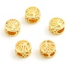Picture of Copper Beads 18K Real Gold Plated Round Tree of Life About 8.5mm Dia, Hole: Approx 2.8mm, 5 PCs