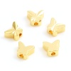 Picture of Copper Insect Beads 18K Real Gold Plated Butterfly Animal About 6mm x 5mm, Hole: Approx 1.3mm, 10 PCs