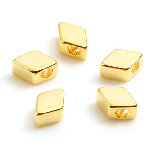 Immagine di Rame Perline 18K Oro riempito Rombo Circa 7mmx 4mm, Foro:Circa 1.7mm, 10 Pz