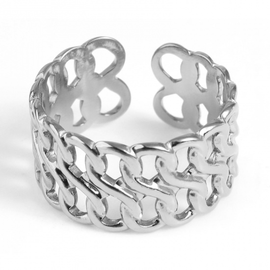Bild von Edelstahl Offen Verstellbar Ring Silberfarbe Unendlichkeit Symbol 18.5mm（US Größe:8.5), 1 Stück