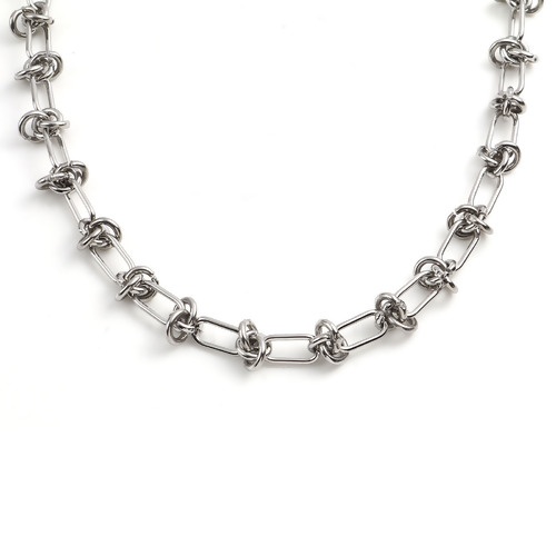 Bild von 201 Edelstahl Schmuckkette Kette Halskette Knoten Silberfarbe 55.5cm - 54.5cm lang, 1 Strang