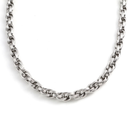 Bild von 201 Edelstahl Zopfkette Kette Halskette Geschnitzte Muster Silberfarbe 55.5cm - 54.5cm lang, 1 Strang