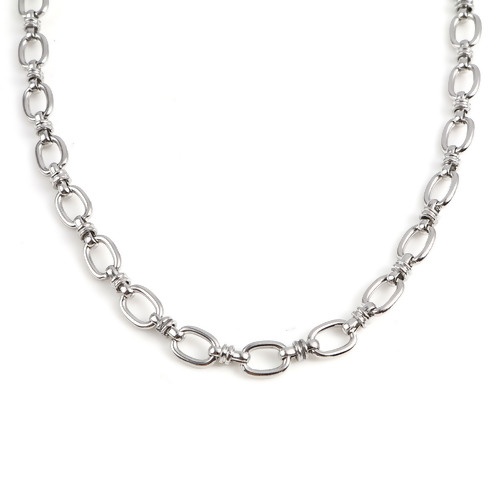 Bild von 201 Edelstahl Schmuckkette Kette Halskette Oval Silberfarbe 55.5cm - 54.5cm lang, 1 Strang