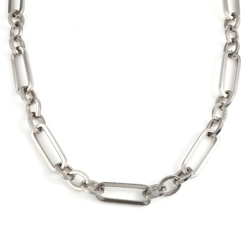 Bild von 201 Edelstahl Schmuckkette Kette Halskette Oval Silberfarbe 55.5cm - 54.5cm lang, 1 Strang