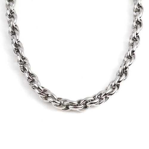 Bild von 201 Edelstahl Zopfkette Kette Halskette Silberfarbe 55.5cm - 54.5cm lang, 1 Strang