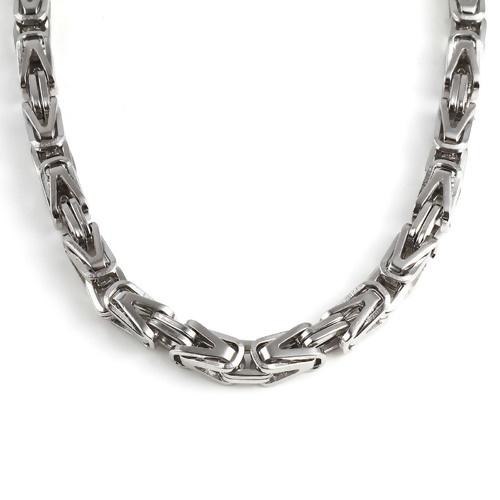 Bild von 201 Edelstahl Schmuckkette Kette Halskette Raute Silberfarbe 55.5cm - 54.5cm lang, 1 Strang