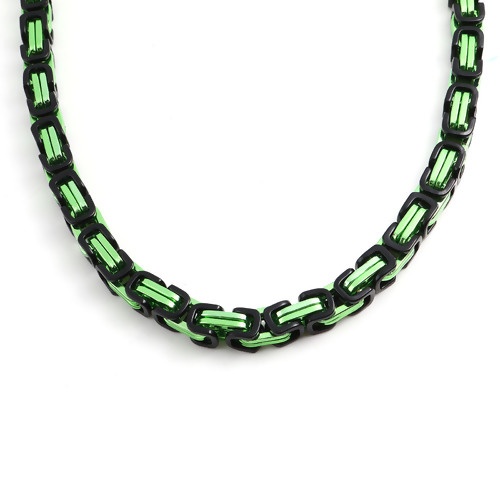Bild von 201 Edelstahl Schmuckkette Kette Halskette Oval Schwarz & Grün 55.5cm - 54.5cm lang, 1 Strang