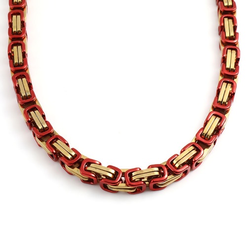 Bild von 201 Edelstahl Schmuckkette Kette Halskette Oval Vergoldet Rot 55.5cm - 54.5cm lang, 1 Strang