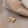 Picture of Stainless Steel Necklace Gold Plated Bowknot Clear Rhinestone 40cm(15 6/8") long, 1 Piece