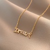Picture of Stainless Steel Necklace Gold Plated Message " Dream " Clear Rhinestone 40cm(15 6/8") long, 1 Piece