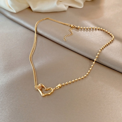 Bild von Edelstahl Halskette Vergoldet Herz 40cm lang, 1 Strang