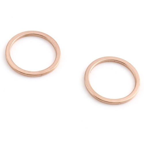 Picture of Stainless Steel Connectors Circle Ring Rose Gold 12mm Dia., 10 PCs