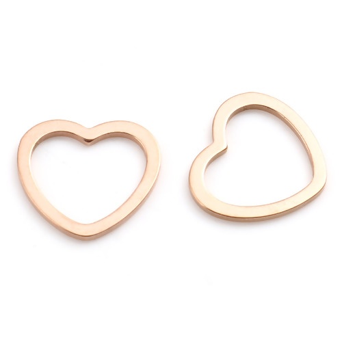 Picture of Stainless Steel Valentine's Day Connectors Heart Rose Gold 12mm x 11mm, 10 PCs