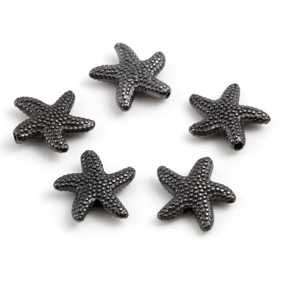 Picture of Zinc Based Alloy Ocean Jewelry Spacer Beads Star Fish Gunmetal About 14mm x 13.5mm, Hole: Approx 1.3mm, 20 PCs