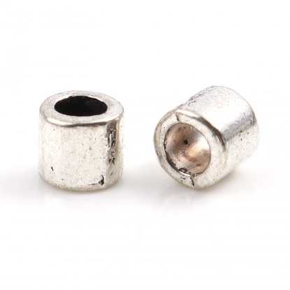 Picture of Zinc Based Alloy Spacer Beads Barrel Antique Silver Color About 5mm x 4.5mm, Hole: Approx 3.1mm, 200 PCs