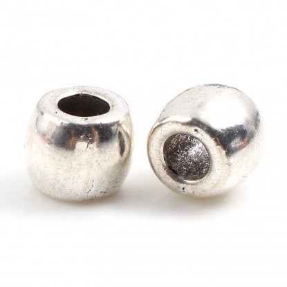 Picture of Zinc Based Alloy Spacer Beads Drum Antique Silver Color About 6mm x 5mm, Hole: Approx 2.7mm, 100 PCs