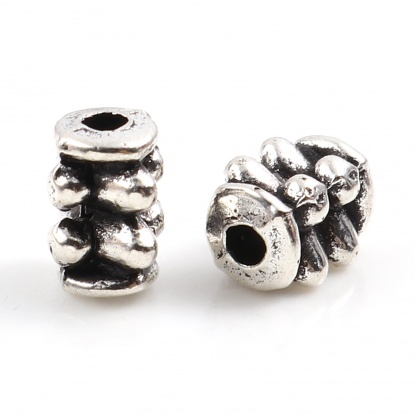 Picture of Zinc Based Alloy Spacer Beads Rectangle Antique Silver Color About 6mm x 4mm, Hole: Approx 1.5mm, 300 PCs