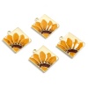 Picture of Zinc Based Alloy Charms Square Gold Plated Yellow & Orange Flower 21mm x 18mm, 5 PCs
