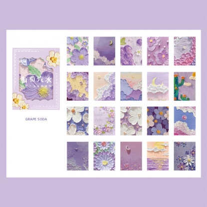 紫-6＃油絵スタイルアートペーパーDIYスクラップブックステッカー文房具用品5.4x4cm、1 箱 の画像