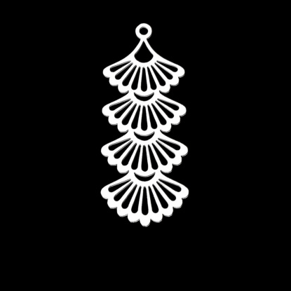 Immagine di Acciaio Inossidabile Ciondoli Foglia Tono Argento 4.1cm x 1.7cm, 1 Pz