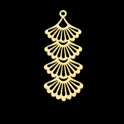 Immagine di Acciaio Inossidabile Ciondoli Foglia Oro Placcato 4.1cm x 1.7cm, 1 Pz