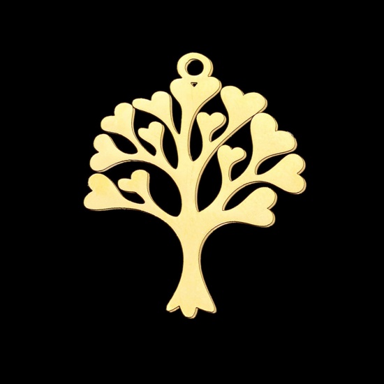 Bild von Edelstahl Anhänger Vergoldet Lebensbaum 3.2cm x 2.5cm, 1 Stück