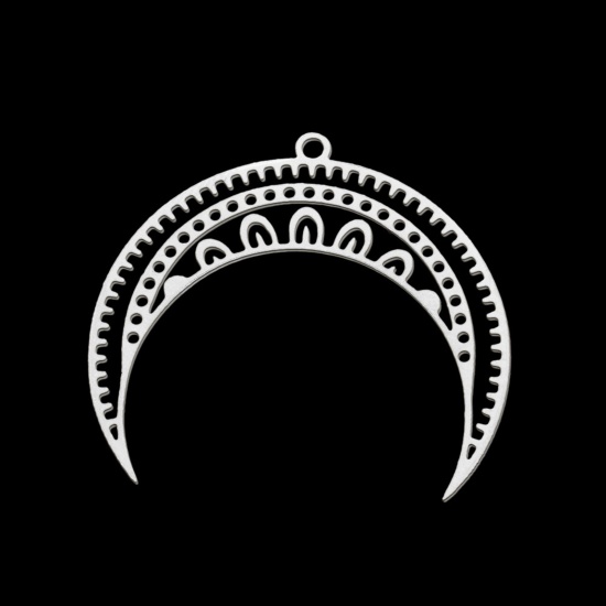Immagine di Acciaio Inossidabile Galassia Ciondoli Luna Tono Argento Filigrana 34mm x 30mm, 1 Pz