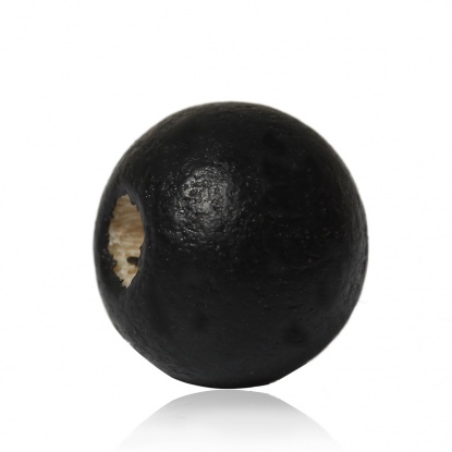 Picture of Hinoki Wood Spacer Beads Round Black About 10mm Dia, Hole: Approx 3mm, 300 PCs