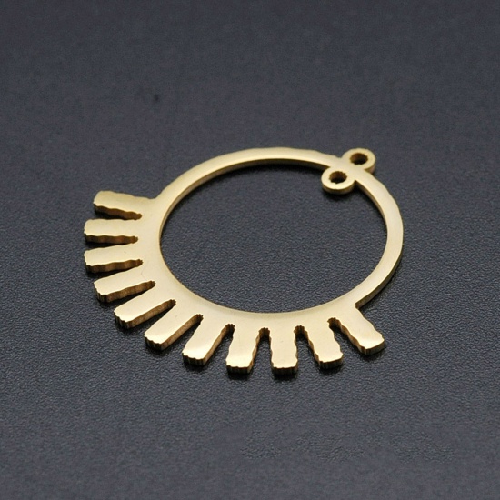 Bild von Edelstahl Anhänger Ring Vergoldet Streifen 32mm x 30mm, 1 Stück