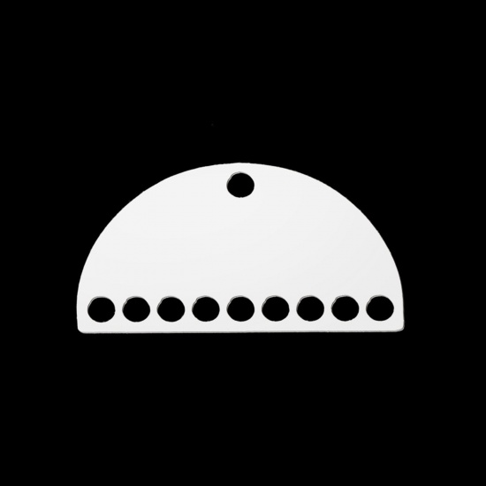 Image de Breloques en Acier Inoxydable Demi-Rond Argent Mat 20mm x 11mm , 1 Pièce