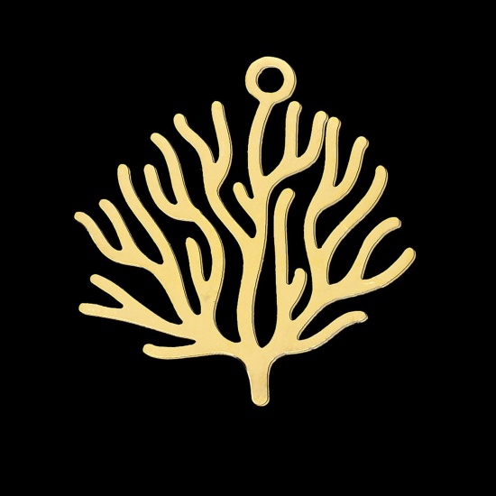 Bild von Edelstahl Ozean Schmuck Charms Koralle Vergoldet 23mm x 22mm, 1 Stück