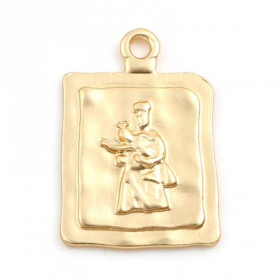 Picture of Zinc Based Alloy Religious Charms Rectangle Matt Gold Virgin Mary 24mm x 16mm, 5 PCs