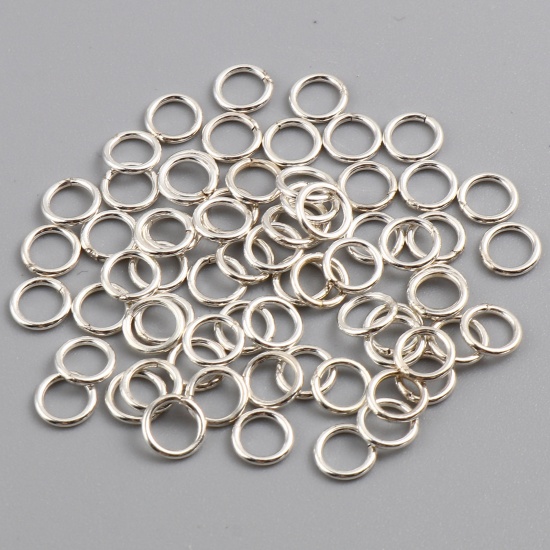 Picture of 0.7mm Sterling Silver Closed Soldered Jump Rings Findings Circle Ring Silver Plated 5mm Dia., 5 PCs