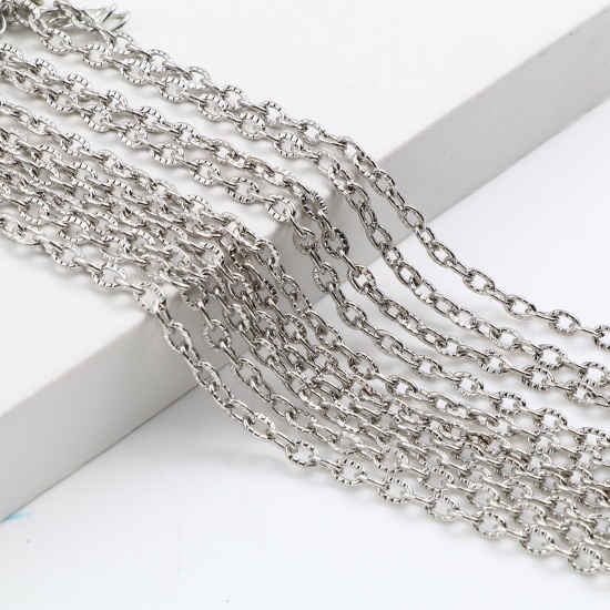 Bild von Eisenlegierung Gliederkette Kette Halskette Silberfarbe 47cm lang, 1 Packung ( 12 Stück/Packung)
