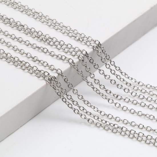 Bild von Eisenlegierung Gliederkette Kette Halskette Silberfarbe 45.5cm lang, 1 Packung ( 12 Stück/Packung)